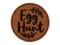 Egg Hunt Easter Sunday Cursive Text with Wreath Round Iron-On Engraved Faux Leather Patch Applique - 2.5 Inch